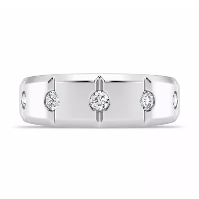 Grooved Tapered Diamond Band (7mm)