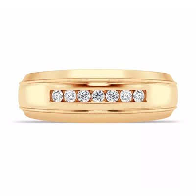 Grooved Channel-Set Diamond Band (7.5mm)