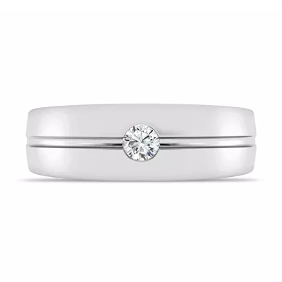 Grooved Diamond Solitaire Band (7mm)