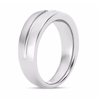 Grooved Diamond Solitaire Band (7mm)