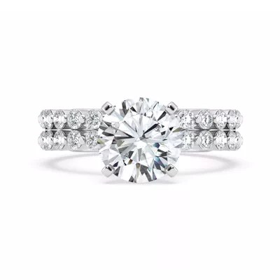 Signature Hearts & Arrows Hidden Halo Shared Prong Engagement Ring (.60ct. tw.)