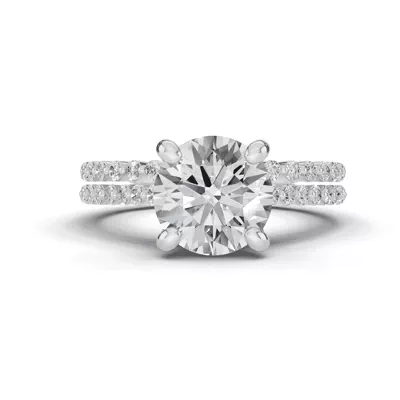 Signature Hearts & Arrows Shared Prong Cathedral Engagement Ring (1/4ct. tw.)