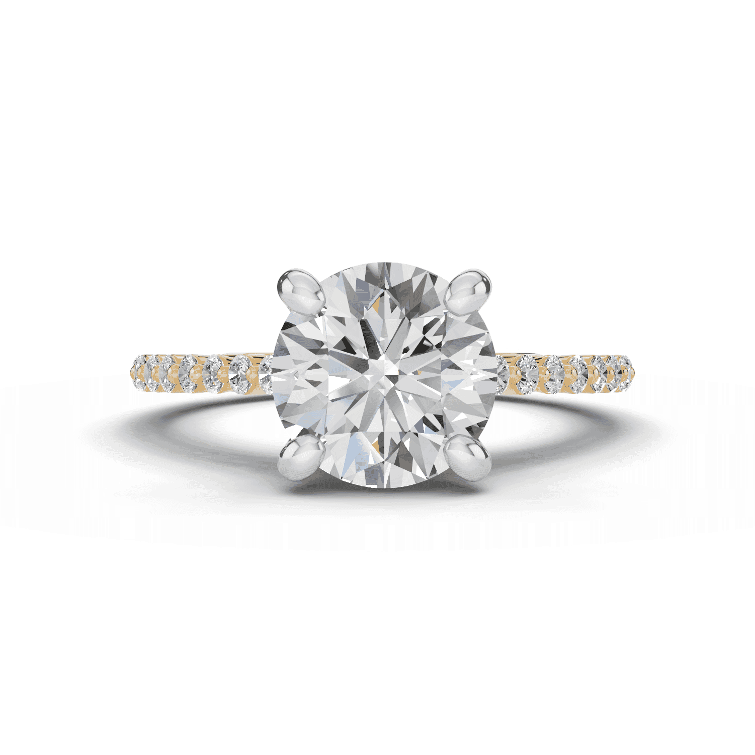 Signature Hearts & Arrows Shared Prong Cathedral Engagement Ring (1/4ct. tw.)