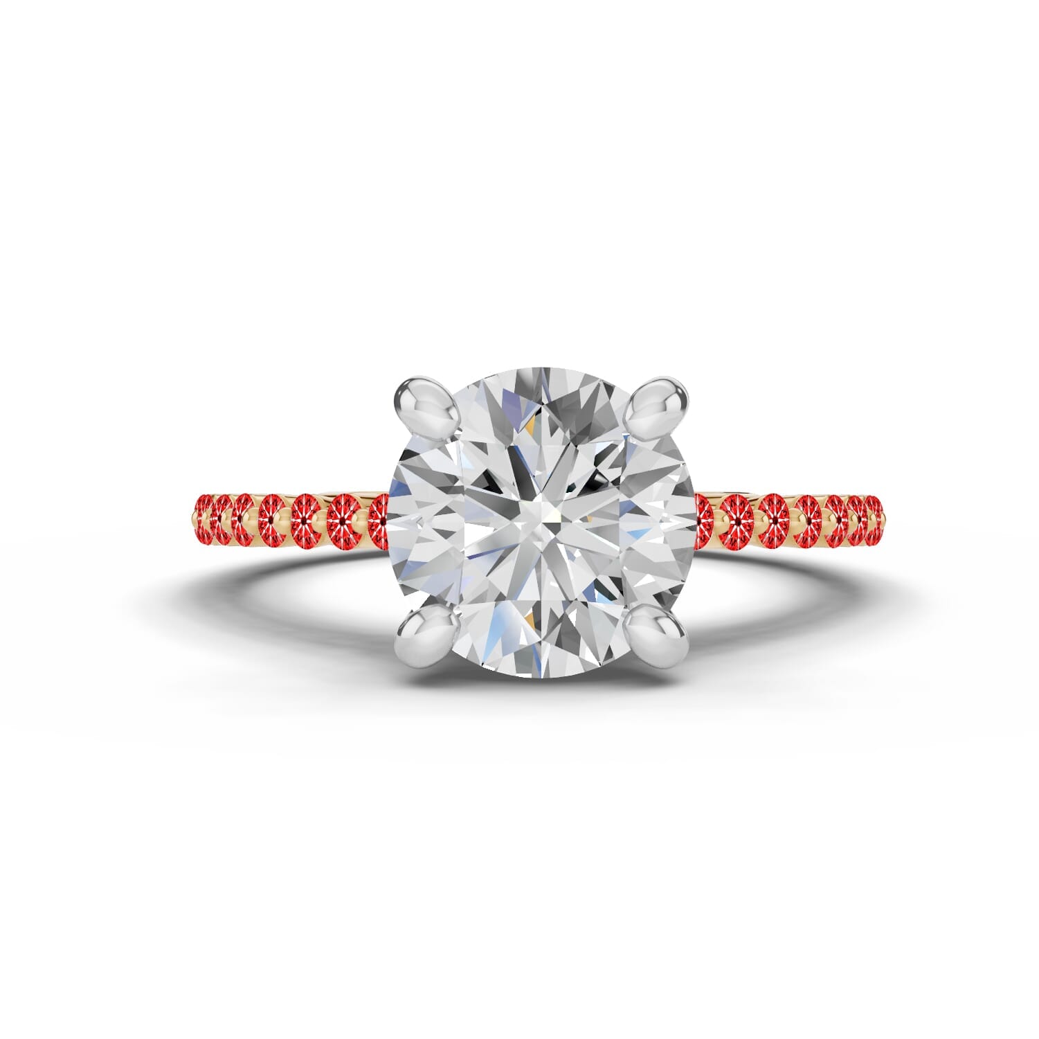 Signature Hearts & Arrows Shared Prong Cathedral Engagement Ring (1/4ct. tw.)