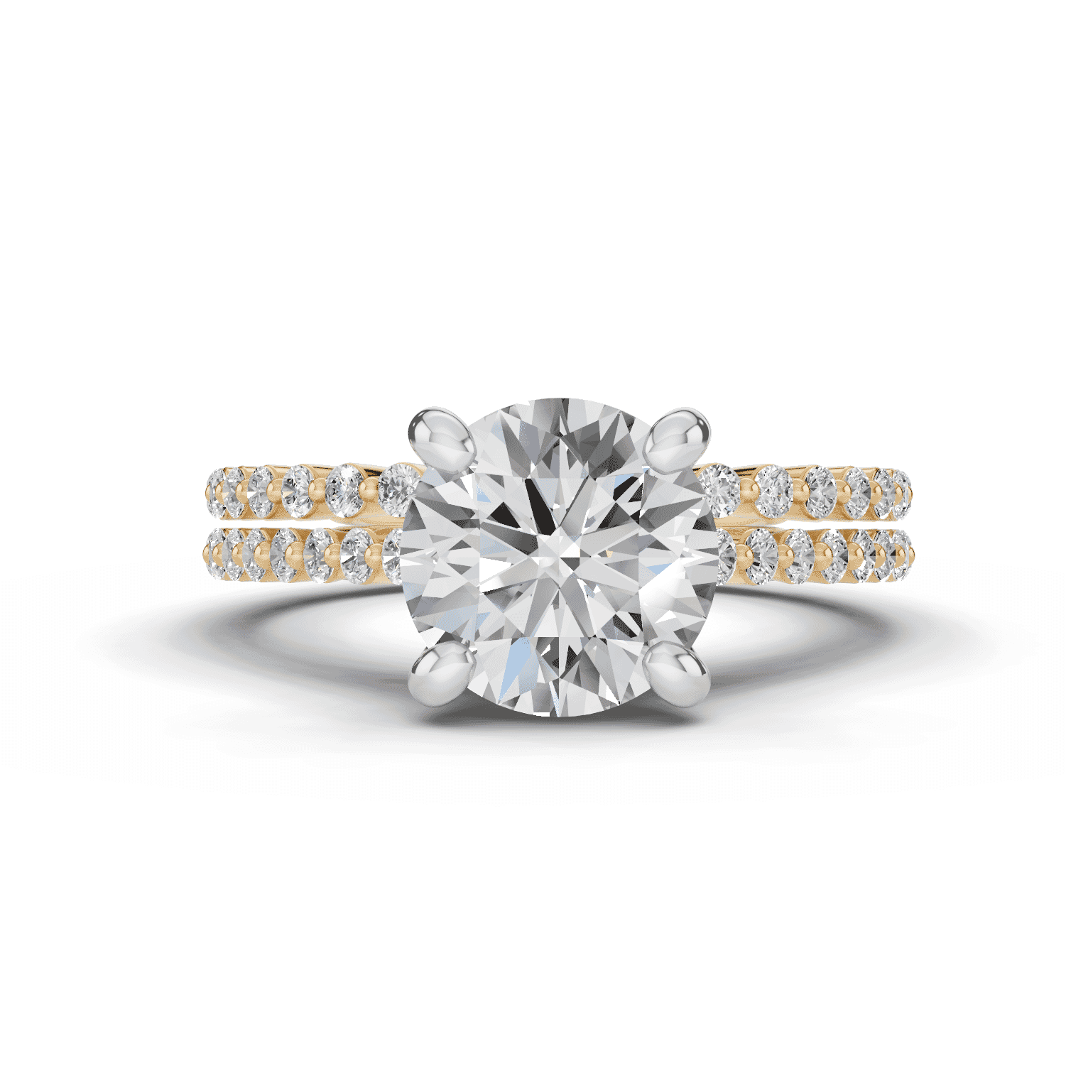 Signature Hearts & Arrows Shared Prong Cathedral Engagement Ring (1/4ct. tw.)