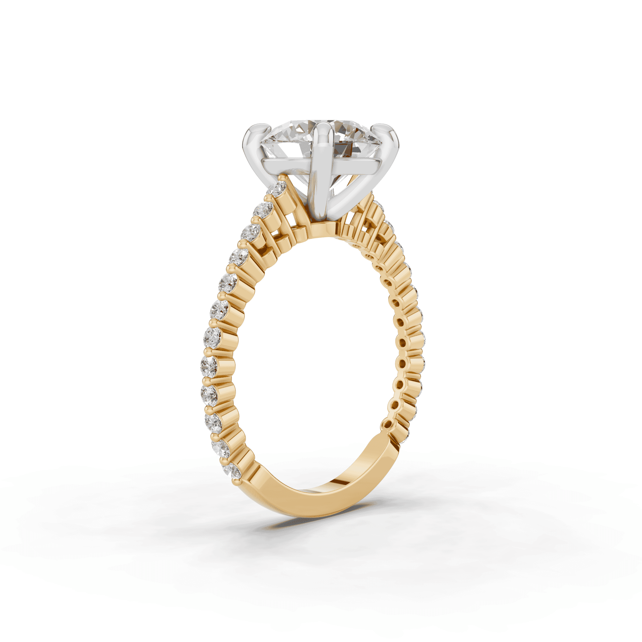 Signature Hearts & Arrows Shared Prong Cathedral Engagement Ring (1/4ct. tw.)