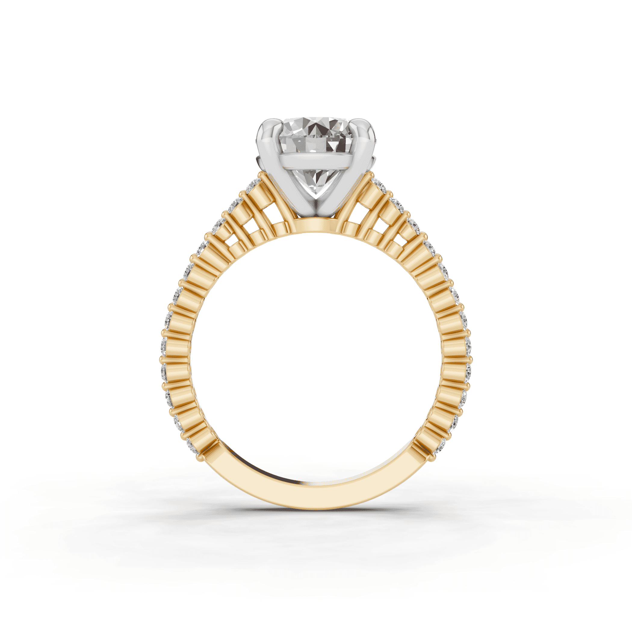 Signature Hearts & Arrows Shared Prong Cathedral Engagement Ring (1/4ct. tw.)
