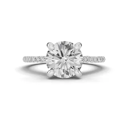 Signature Hearts & Arrows Shared Prong Cathedral Engagement Ring (1/4ct. tw.)