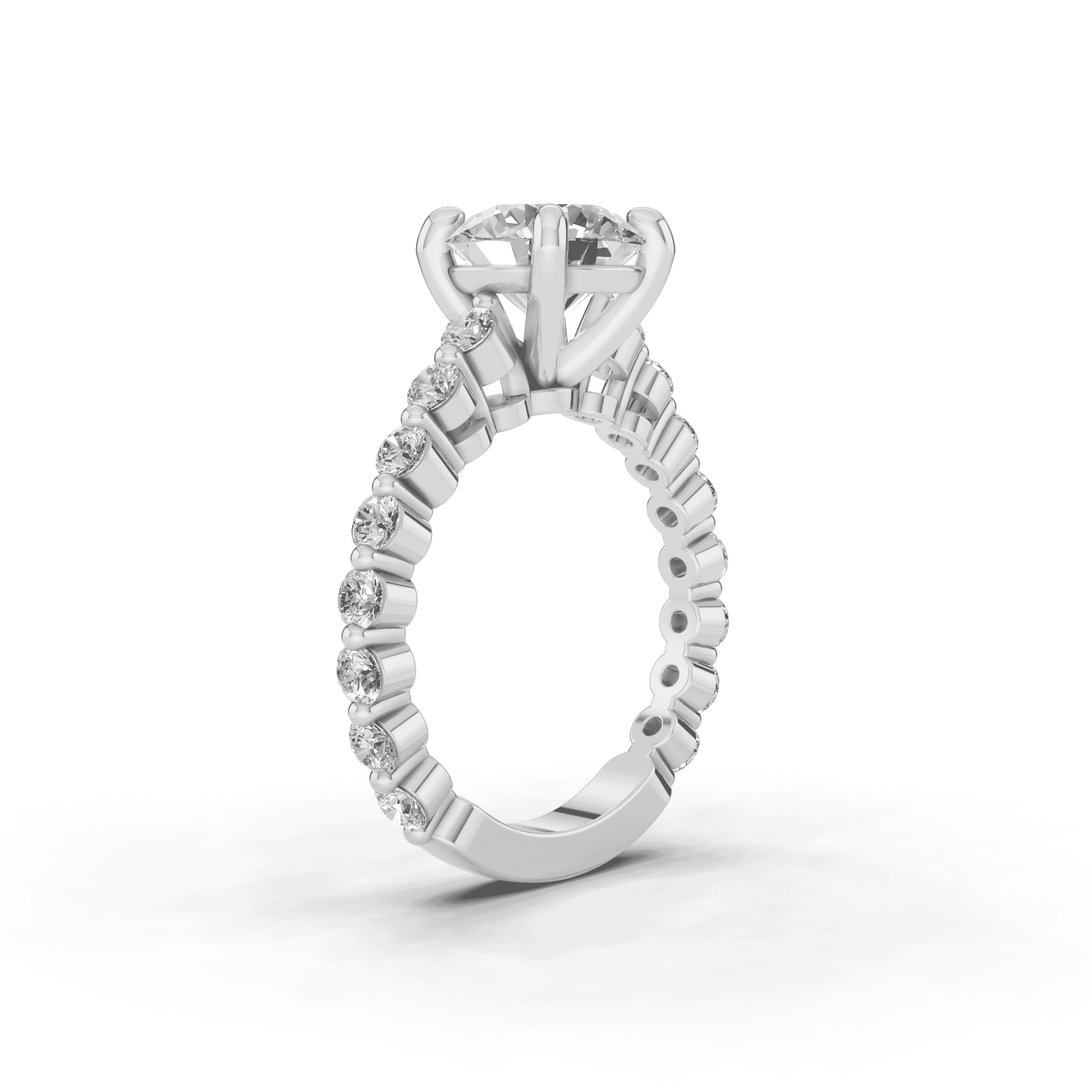 Signature Hearts & Arrows Shared Prong Cathedral Engagement Ring (.70ct. tw.)