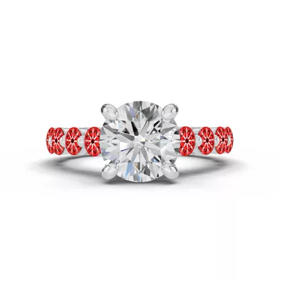 Signature Hearts & Arrows Shared Prong Cathedral Engagement Ring (.95ct. tw.)