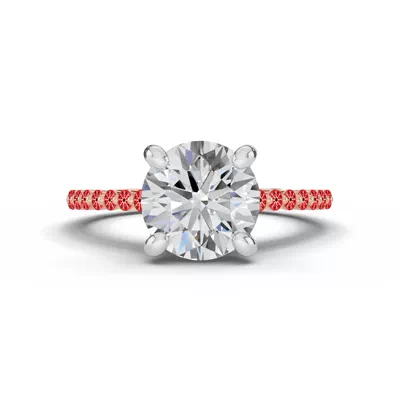 Signature Hearts & Arrows Shared Prong Hidden Halo Cathedral Engagement Ring (.35ct. tw.)