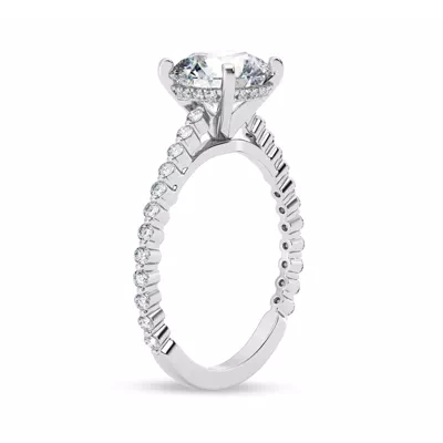 Signature Hearts & Arrows Shared Prong Hidden Halo Cathedral Engagement Ring (.35ct. tw.)