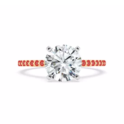 Signature Hearts & Arrows Shared Prong Hidden Halo Cathedral Engagement Ring (.35ct. tw.)