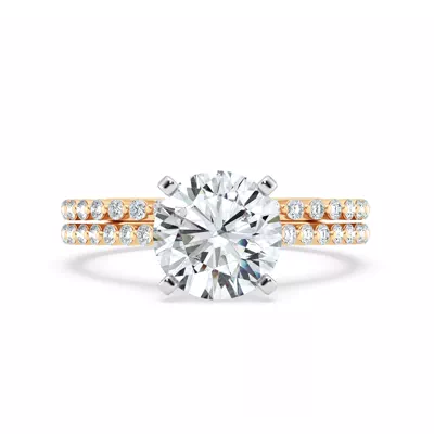 Signature Hearts & Arrows Shared Prong Hidden Halo Cathedral Engagement Ring (.35ct. tw.)