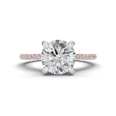 Signature Hearts & Arrows Shared Prong Hidden Halo Cathedral Engagement Ring (.35ct. tw.)