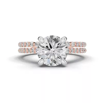 Signature Hearts & Arrows Shared Prong Hidden Halo Cathedral Engagement Ring (.35ct. tw.)
