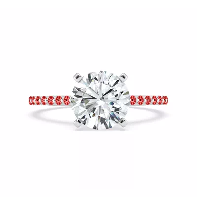 Signature Hearts & Arrows Shared Prong Hidden Halo Cathedral Engagement Ring (.35ct. tw.)