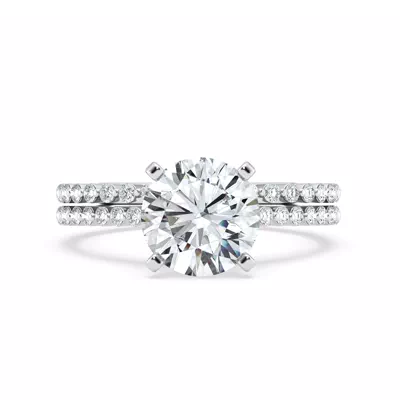 Signature Hearts & Arrows Shared Prong Hidden Halo Cathedral Engagement Ring (.35ct. tw.)