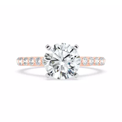 Signature Hearts & Arrows Shared Prong Hidden Halo Cathedral Engagement Ring (.60ct. tw.)