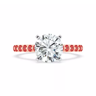 Signature Hearts & Arrows Shared Prong Hidden Halo Cathedral Engagement Ring (.60ct. tw.)