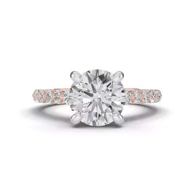 Signature Hearts & Arrows Shared Prong Hidden Halo Cathedral Engagement Ring (.60ct. tw.)
