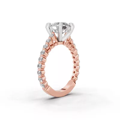 Signature Hearts & Arrows Shared Prong Hidden Halo Cathedral Engagement Ring (.60ct. tw.)