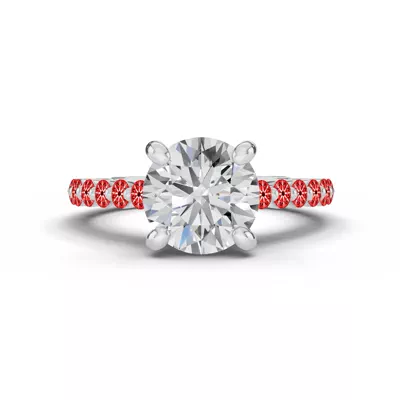Signature Hearts & Arrows Shared Prong Hidden Halo Cathedral Engagement Ring (.60ct. tw.)