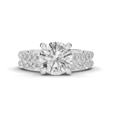 Signature Hearts & Arrows Shared Prong Hidden Halo Cathedral Engagement Ring (.60ct. tw.)