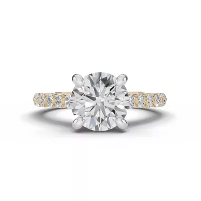 Signature Hearts & Arrows Shared Prong Hidden Halo Cathedral Engagement Ring (.60ct. tw.)