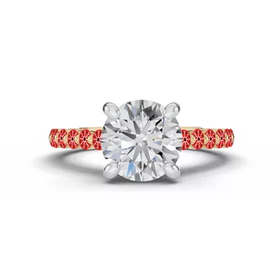 Signature Hearts & Arrows Shared Prong Hidden Halo Cathedral Engagement Ring (.60ct. tw.)