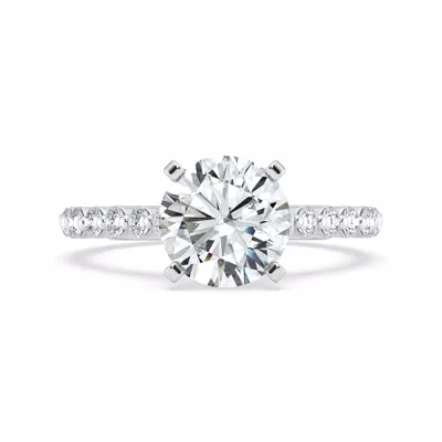 Signature Hearts & Arrows Shared Prong Hidden Halo Cathedral Engagement Ring (.60ct. tw.)