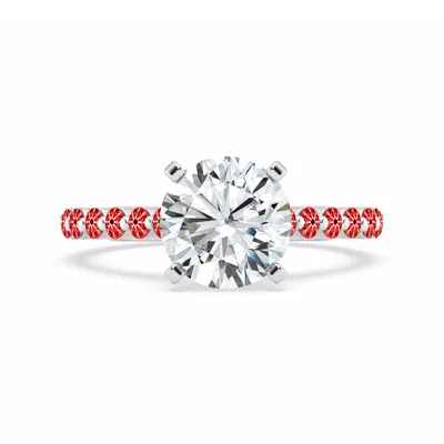 Signature Hearts & Arrows Shared Prong Hidden Halo Cathedral Engagement Ring (.60ct. tw.)
