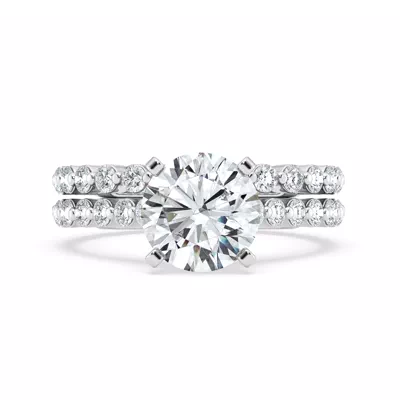Signature Hearts & Arrows Shared Prong Hidden Halo Cathedral Engagement Ring (.60ct. tw.)