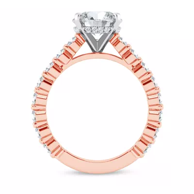 Signature Hearts & Arrows Shared Prong Hidden Halo Cathedral Engagement Ring (.80ct. tw.)