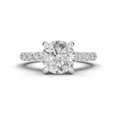 Signature Hearts & Arrows Shared Prong Hidden Halo Cathedral Engagement Ring (.80ct. tw.)
