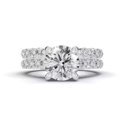 Signature Hearts & Arrows Shared Prong Hidden Halo Cathedral Engagement Ring (.80ct. tw.)