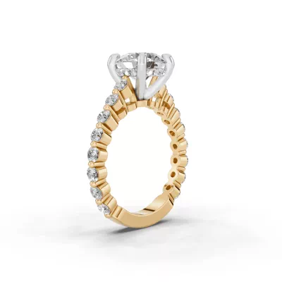 Signature Hearts & Arrows Shared Prong Hidden Halo Cathedral Engagement Ring (.80ct. tw.)