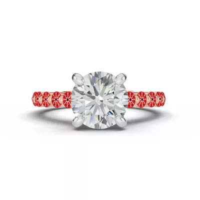 Signature Hearts & Arrows Shared Prong Hidden Halo Cathedral Engagement Ring (.80ct. tw.)