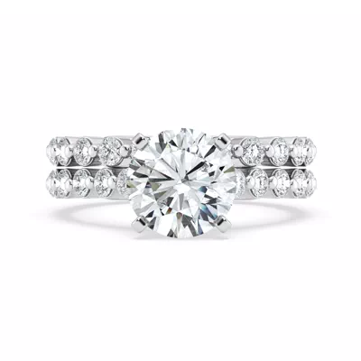 Signature Hearts & Arrows Shared Prong Hidden Halo Cathedral Engagement Ring (.80ct. tw.)