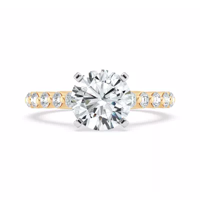 Signature Hearts & Arrows Shared Prong Hidden Halo Cathedral Engagement Ring (.80ct. tw.)