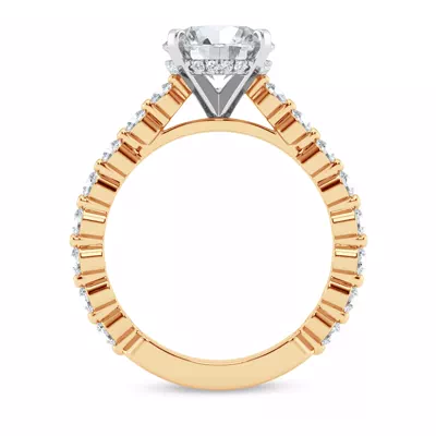 Signature Hearts & Arrows Shared Prong Hidden Halo Cathedral Engagement Ring (.80ct. tw.)