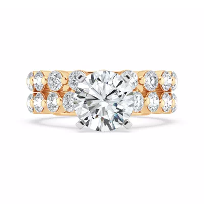 Signature Hearts & Arrows Shared Prong Hidden Halo Cathedral Engagement Ring (1.05ct. tw.)