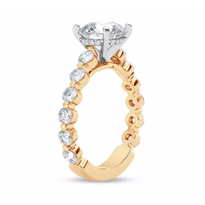 Signature Hearts & Arrows Shared Prong Hidden Halo Cathedral Engagement Ring (1.05ct. tw.)