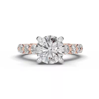 Signature Hearts & Arrows Shared Prong Hidden Halo Cathedral Engagement Ring (1.05ct. tw.)