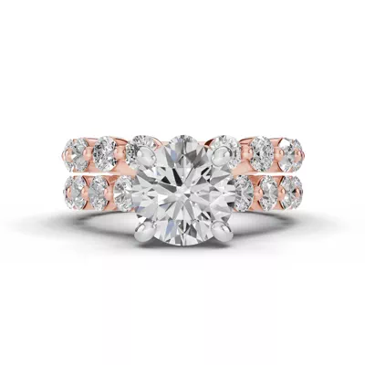 Signature Hearts & Arrows Shared Prong Hidden Halo Cathedral Engagement Ring (1.05ct. tw.)