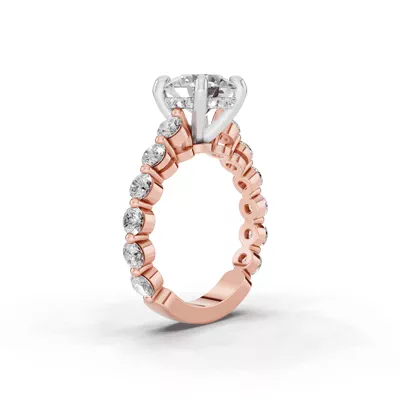 Signature Hearts & Arrows Shared Prong Hidden Halo Cathedral Engagement Ring (1.05ct. tw.)