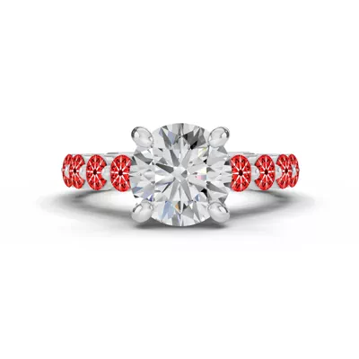 Signature Hearts & Arrows Shared Prong Hidden Halo Cathedral Engagement Ring (1.05ct. tw.)