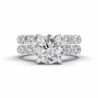 Signature Hearts & Arrows Shared Prong Hidden Halo Cathedral Engagement Ring (1.05ct. tw.)