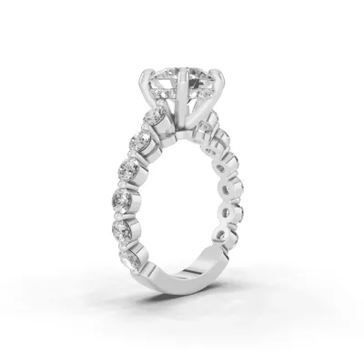 Signature Hearts & Arrows Shared Prong Hidden Halo Cathedral Engagement Ring (1.05ct. tw.)