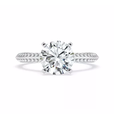 Signature Hearts & Arrows Pavé Knife-Edge Cathedral Engagement Ring